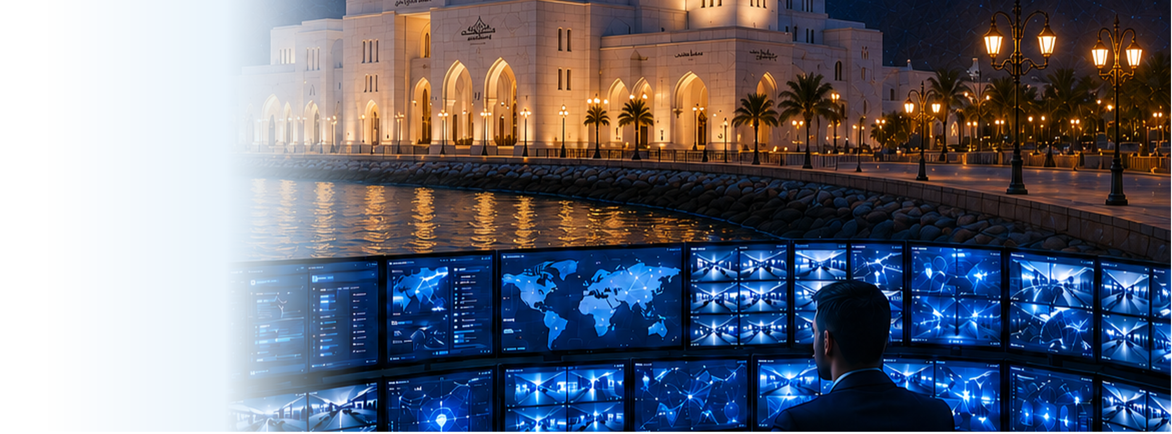 Muscat skyline and security control room